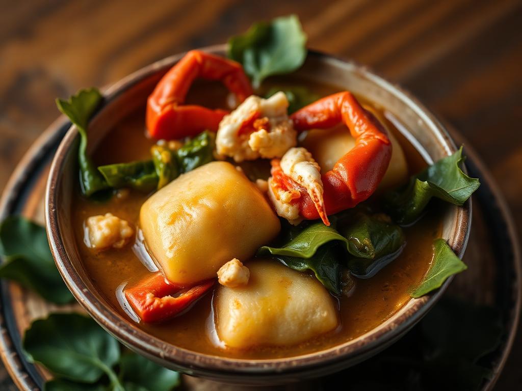Callaloo with Crab Dumplings