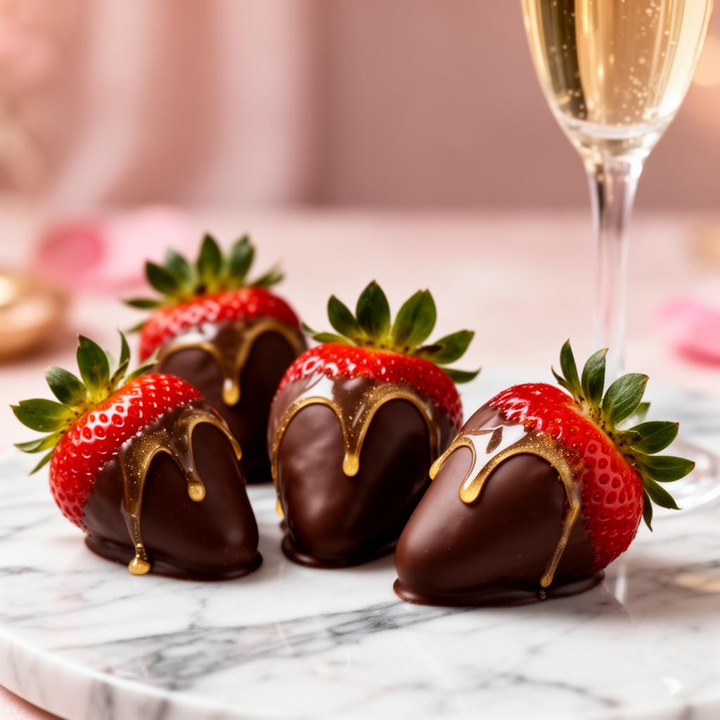 Chocolate-dipped strawberries with champagne glaze - romantic Valentine's Day dessert
