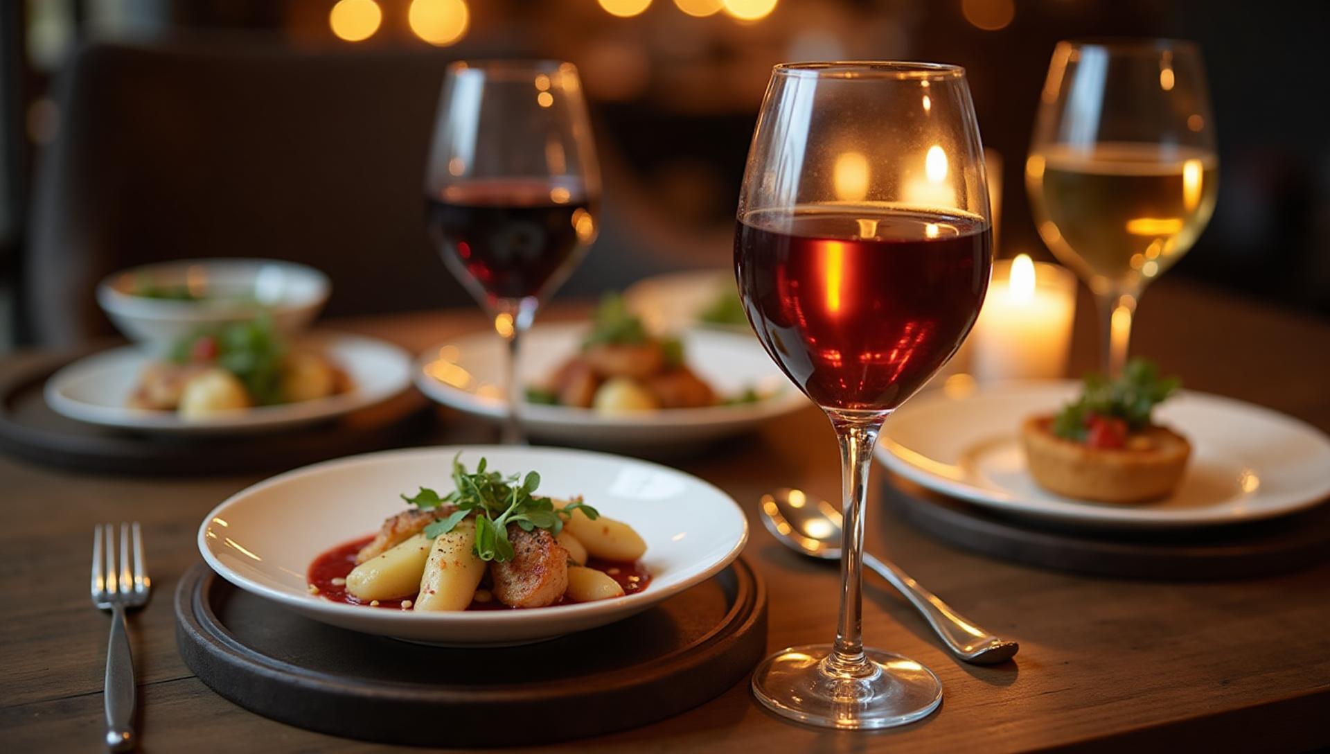 Elegant food and wine pairing