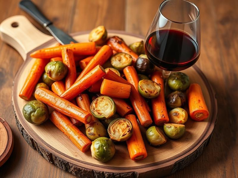 Bourbon-glazed roasted vegetables with Zinfandel wine