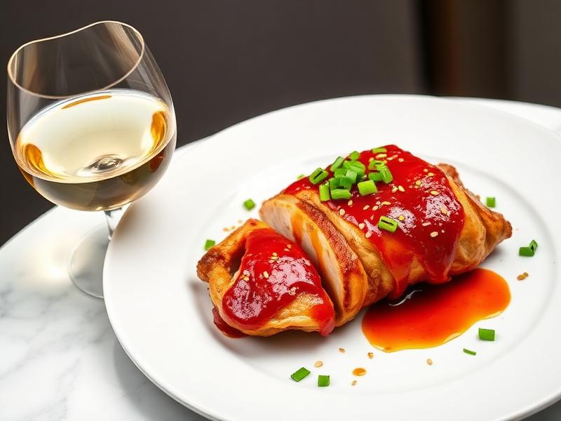 Korean-style spicy glazed turkey with Gewürztraminer wine